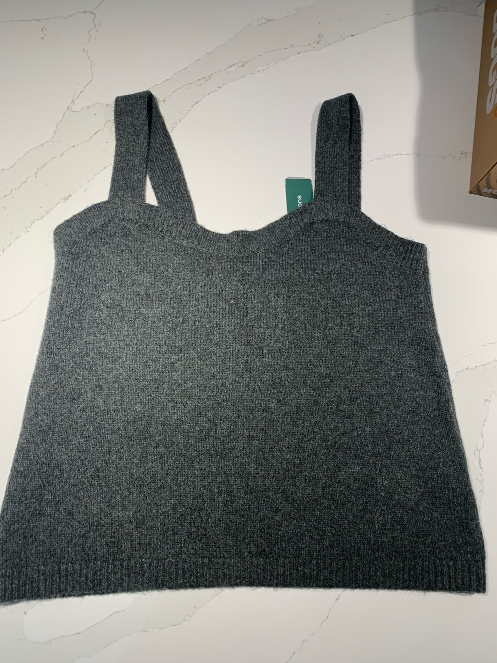 Charcoal Knit Tank Top - Sleeveless Sweater Cami